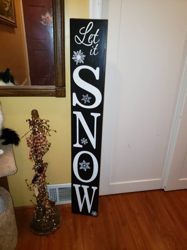 Download Vertical Let It Snow Wood Porch Sign 48x7 Entryway Sign ...