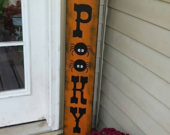 Spooky Halloween Sign Porch Sign Distressed Wood Rustic Extra Large Oversized  Reversible Entryway Sign Spider Web Halloween Decor Fall Sign