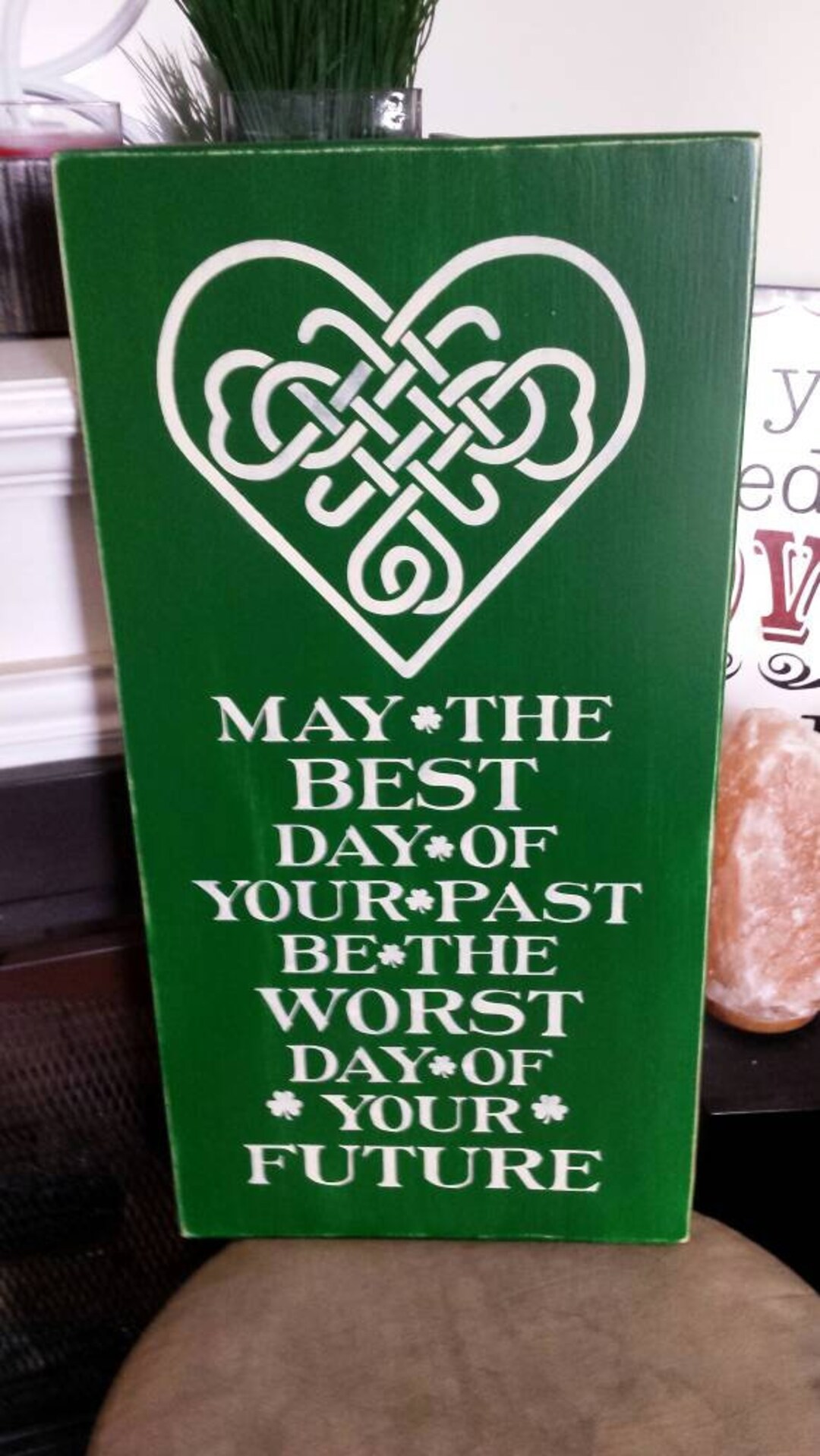 Irish Wood Sign Distressed Rustic Wood Irish Celtic Heart Knot Large