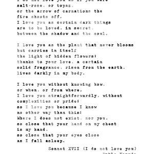 Sonnet XVII by Pablo Neruda - White Background