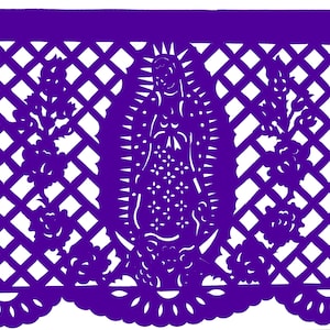 Virgem de Guadalupe pacote com 10 folhas de papel picado.