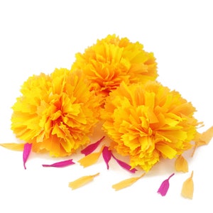 Flores  de cempasúchil individuales de papel para Día de Muertos