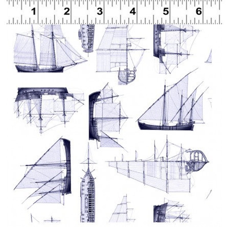 Quarter Deck by ClothWorks Nautical Sailing Ships sold by Etsy