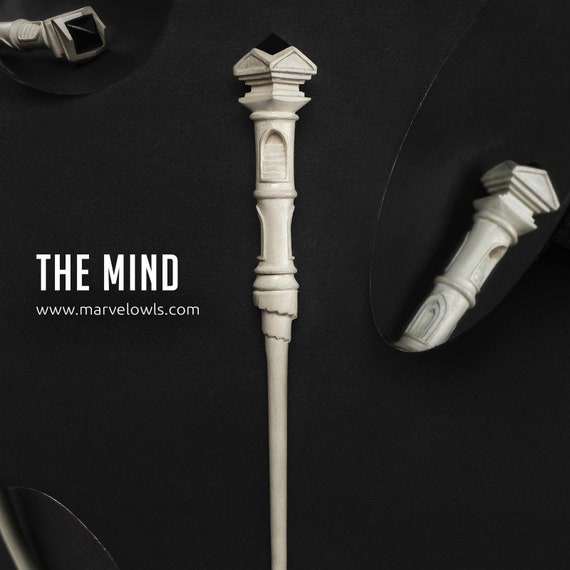 THE MIND Wizard Wand White Hornbeam Wood Black Onyx - Etsy