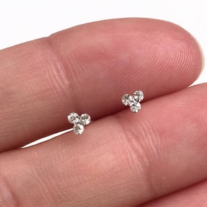 Pequeños pendientes de triple diamante/pendientes para la nariz, delicados pendientes