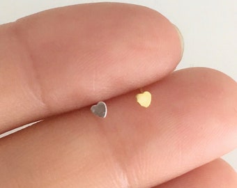 Tiny heart earrings/ nose studs, teeny tiny heart studs