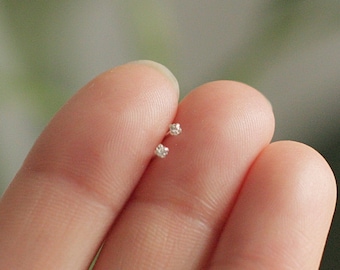 Super tiny micro crystal diamond earring / nose stud 1.2 mm 1.7 mm, small dainty studs