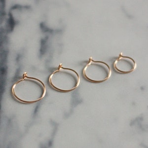 Tiny thin hoop earrings, huggie earrings, gold filled dainty hoops, sleeper earrings zdjęcie 4