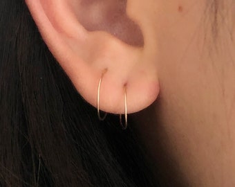 Thin tiny hoop earrings, huggie earrings, dainty hoops