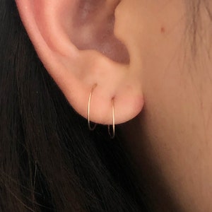 Thin tiny hoop earrings, huggie earrings, dainty hoops