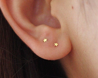 Teeny tiny star earrings / nose studs - dainty stud earring