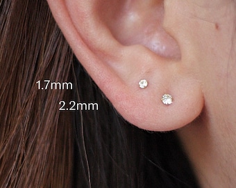 Tiny micro crystal diamond earring/ nose stud 1.7mm