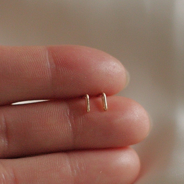 Minimal tiny bar earrings, bar studs