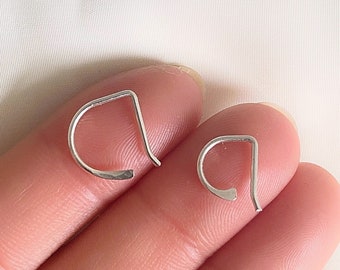 Tiny D wire hoop earrings - open hoops - huggie hoops