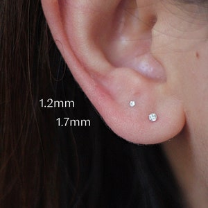 BUNDLE: 2 SETS teeny tiny crystal diamond stud 1,2 mm + 1,7 mm