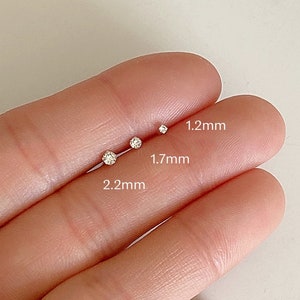 Tiny micro crystal diamond stud, dainty stud earring / nose stud image 1