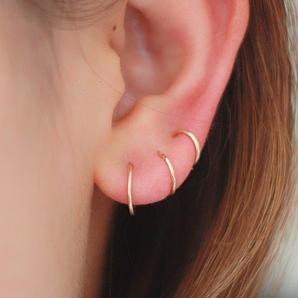 Huggie hoop earrings, 14k gold filled dainty hoops, sleeper earrings, 6mm 7mm 8mm 10mm