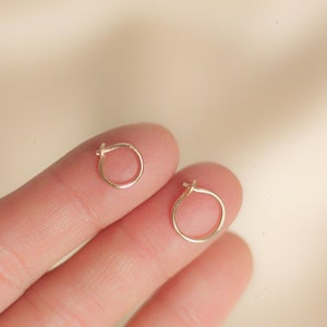 Tiny thin hoop earrings, huggie earrings, gold filled dainty hoops, sleeper earrings