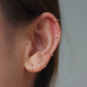 Small sleeper Hoop Earrings, Silver Hoop, Helix Hoop, Cartilage Hoop, Tragus Hoop, 5mm 6mm 7mm 8mm 9mm 10mm 12mm image 1