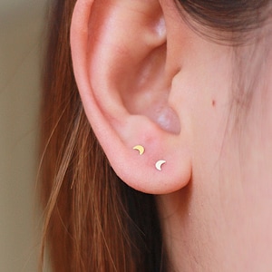 Teeny tiny moon earrings / moon nose studs image 2