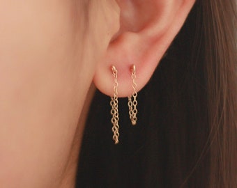 Chain threader earrings, dainty earrings