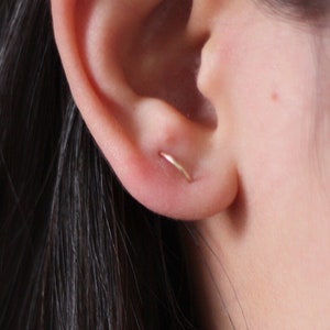 Double round earrings, U earrings, staple earring, minimal earrings image 1