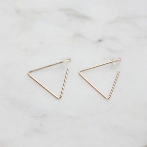 Triangle wire earrings, geometric, minimal earrings image 1