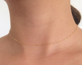 Dainty choker necklace, dainty necklace gold filled, silver choker