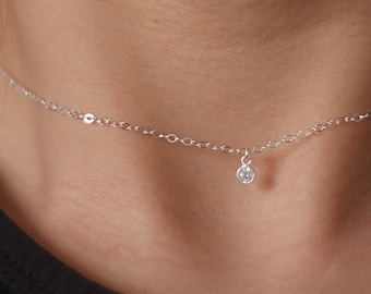 Dainty tiny zirconia pendant necklace