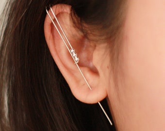 ear pin hook triple balls earring