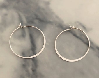 20 mm flat hammered hoop earrings