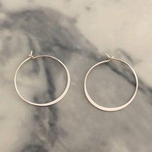 20 mm flat hammered hoop earrings