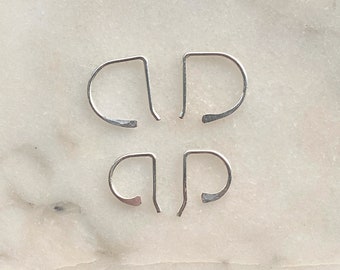 Tiny D wire hoop earrings - open hoops - huggie hoops