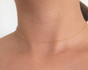 Dainty choker necklace - fine thin necklace - minimalist layered choker