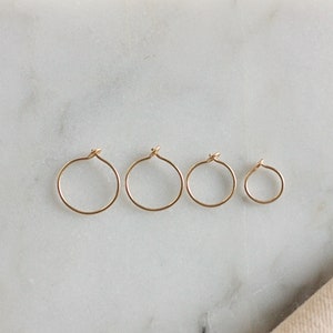 Tiny thin hoop earrings, huggie earrings, gold filled dainty hoops, sleeper earrings image 2