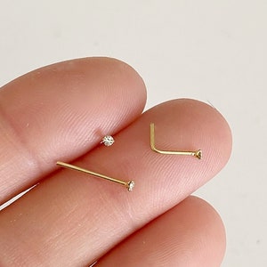 Pequeño semental de nariz de diamante de micro cristal diminuto, perforación de nariz en forma de L imagen 1