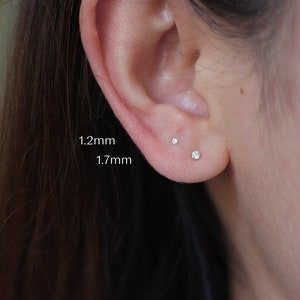 1 SET Super tiny micro crystal diamond earring/neus stud 1.2mm 1.7mm sterling zilveren gouden sierlijke stud