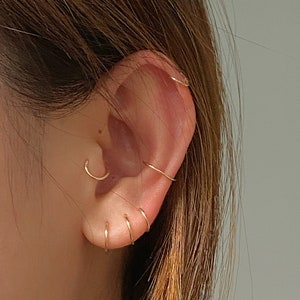 Huggie hoop earrings, Small Hoop Earrings, Sleeper Earrings, Helix Hoop, Cartilage Hoop, Tragus Hoop, 5mm 6mm 7mm 8mm 10mm 12mm zdjęcie 2