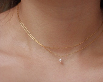 Ultra fine double layered mini pearl necklace
