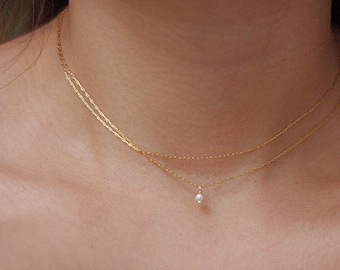 Ultra fine double mini pearl necklace