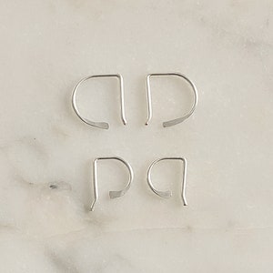 Tiny D wire hoop earrings open hoops huggie hoops image 6