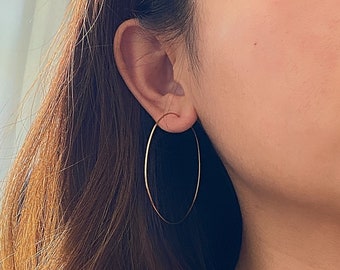 2” thin dainty hoop earrings, dainty gold hoops