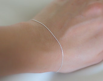 Pulsera fina fina de plata, pulsera delicada