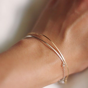 Dainty flat bangle chain bracelet, dainty bracelet,