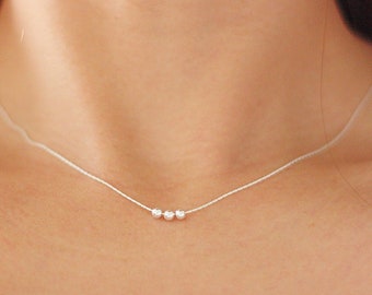 Tiny bead necklace, dainty necklace