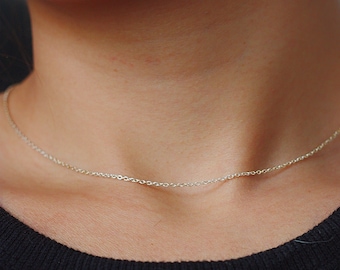 Simple dainty choker necklace, sterling silver choker