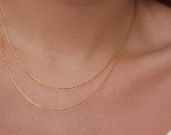 Dainty layered necklace 0.5mm, fine thin necklace