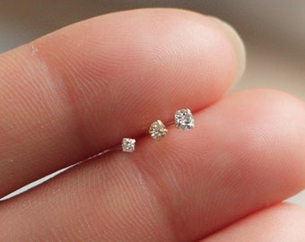 Teeny tiny micro crystal diamond stud, dainty earring