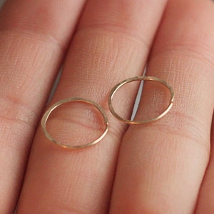 Dainty small endless hammered hoop