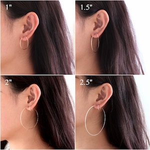 Dainty thin silver gold hoop earrings, dainty hoop earrings image 3